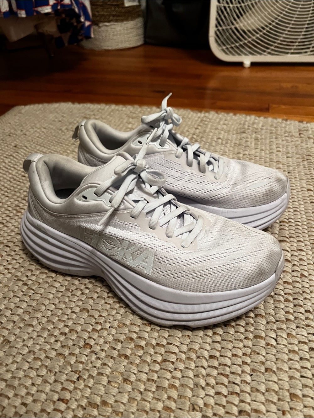 Hoka Bondi 8 Women's White Athletic Running Sneakers